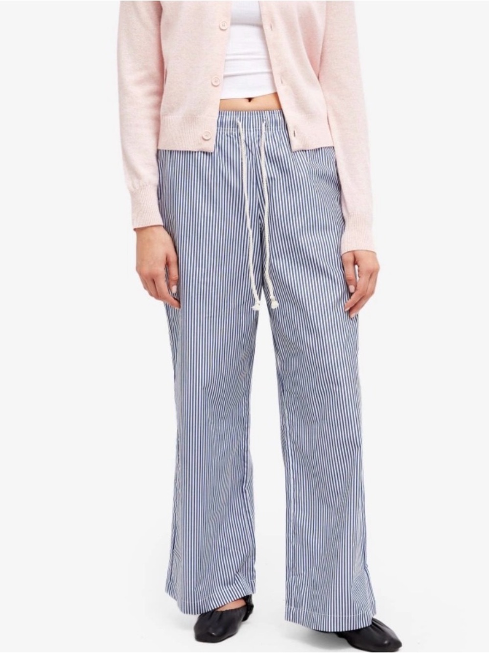 DONNI. Pop Stripe Pants Navy Stripe